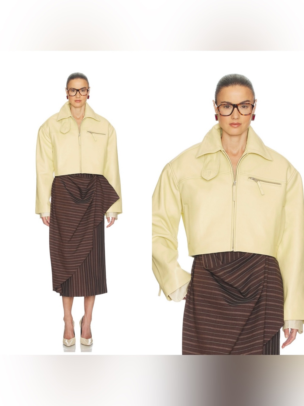NWT HELSA The 90s leather jacket in banana yellow